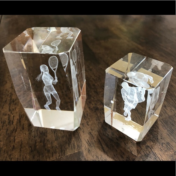 3D Laser Etched Tennis Player Paperweights - Picture 1 of 12